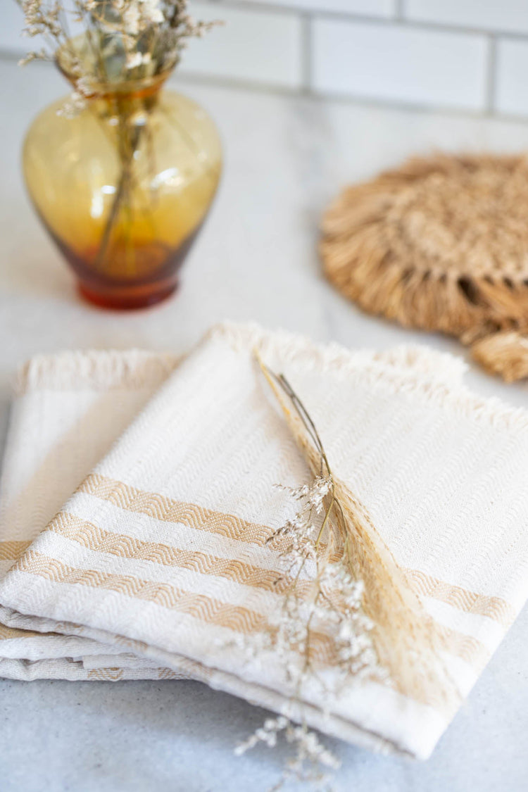 Handwoven Cotton Striped Tea Towel - Saltbox Sash