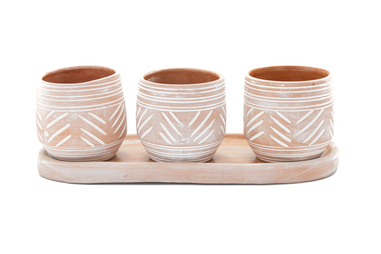 Novo Clay Planters - Set of 3 - Saltbox Sash